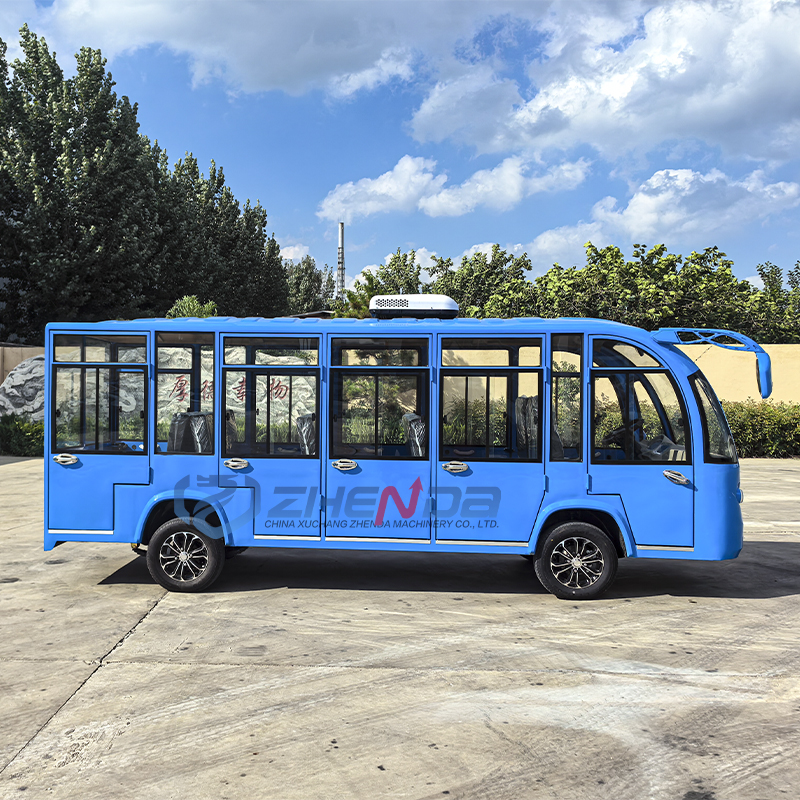 Compact mini buses nimbly through quiet residential electric vehicle ...